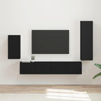 Meuble TV avec Colonne de Rangement Effet Chêne - 4 Pièces-Mon Meuble TV-Noir-21