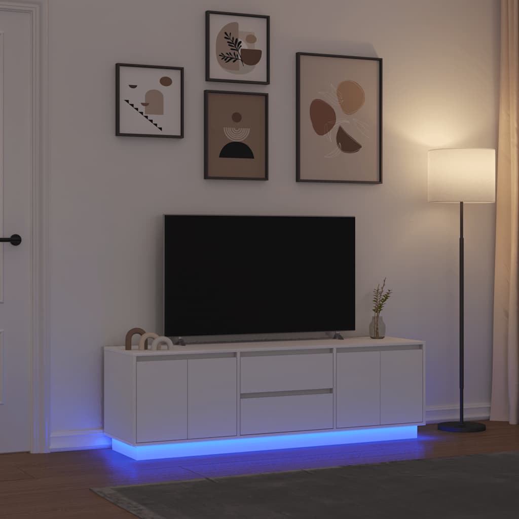 Meuble TV avec LED Intégré Couleur Chêne Noir - 188,5 cm-Mon Meuble TV-Blanc-160.5 cm-27
