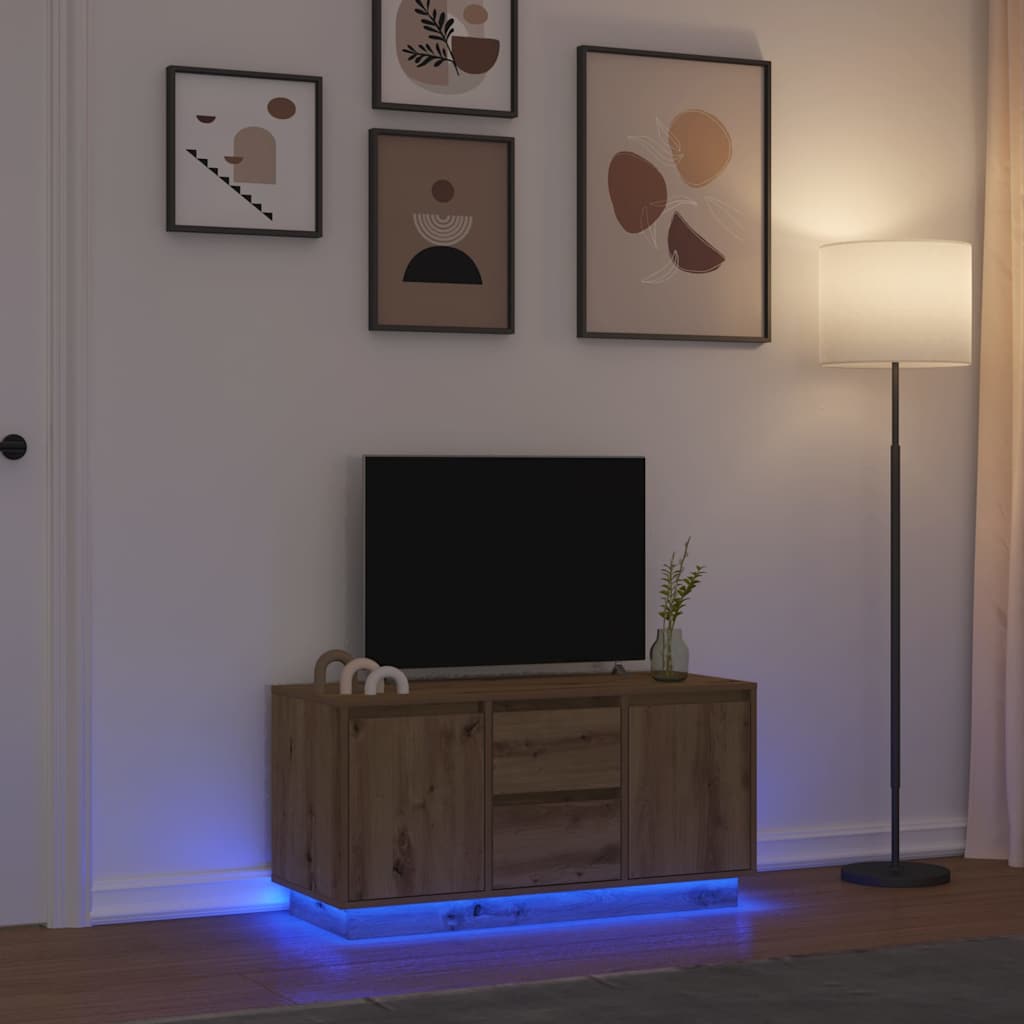 Meuble TV avec LED Intégré Couleur Chêne Noir - 188,5 cm-Mon Meuble TV-Chêne artisanal-100 cm-18