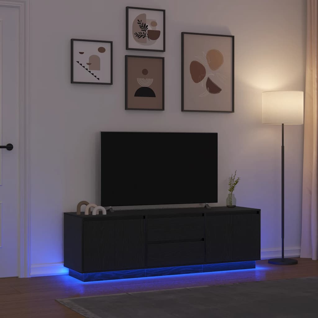 Meuble TV avec LED Intégré Couleur Chêne Noir - 188,5 cm-Mon Meuble TV-Chêne noir-160.5 cm-31