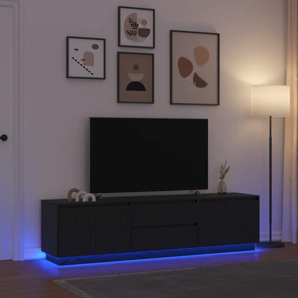 Meuble TV avec LED Intégré Couleur Chêne Noir - 188,5 cm-Mon Meuble TV-Chêne noir-193.5 cm-35