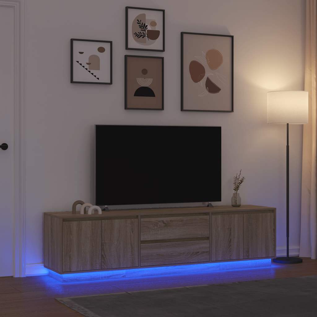 Meuble TV avec LED Intégré Couleur Chêne Noir - 188,5 cm-Mon Meuble TV-Chêne sonoma-193.5 cm-34