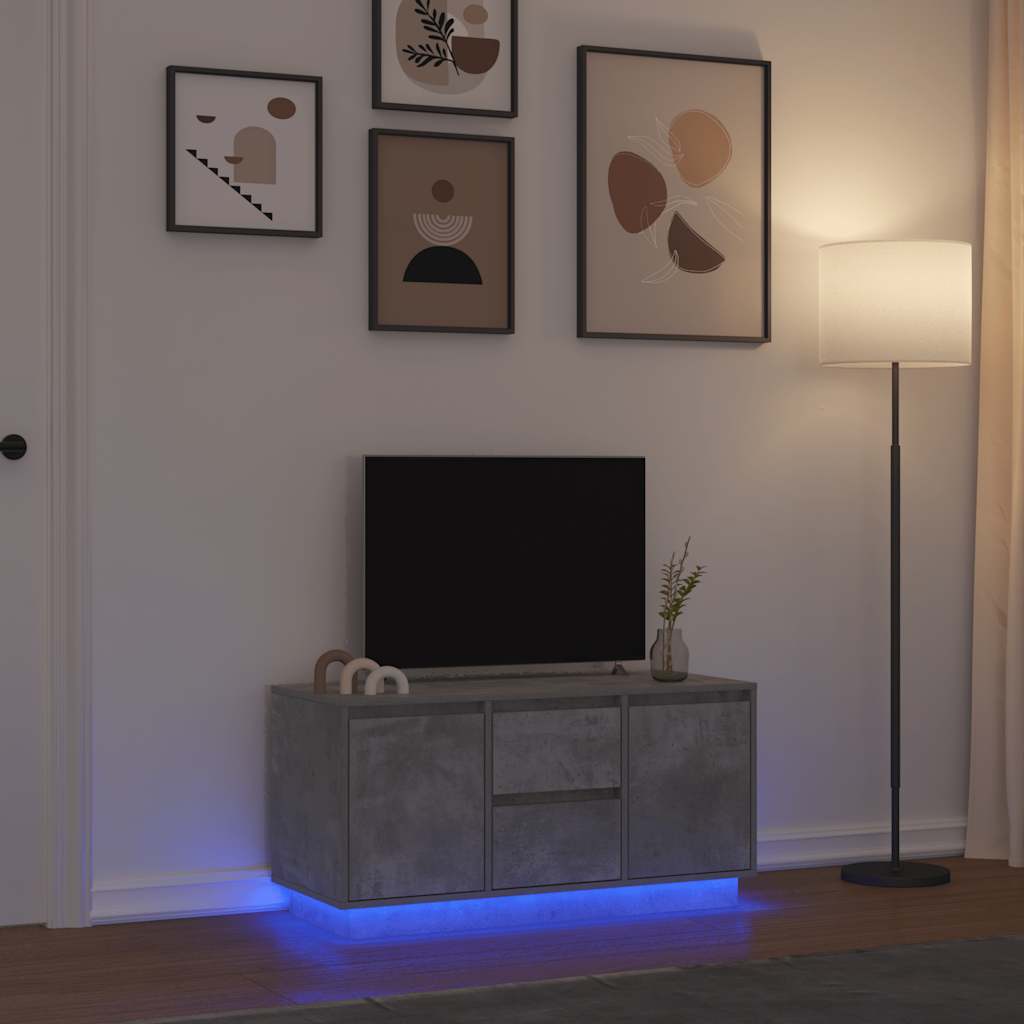 Meuble TV avec LED Intégré Couleur Chêne Noir - 188,5 cm-Mon Meuble TV-Gris béton-100 cm-23
