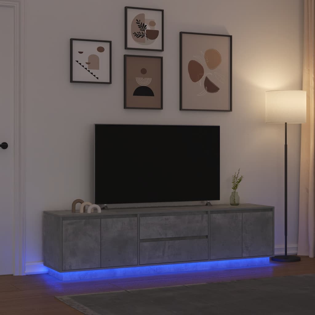 Meuble TV avec LED Intégré Couleur Chêne Noir - 188,5 cm-Mon Meuble TV-Gris béton-193.5 cm-36