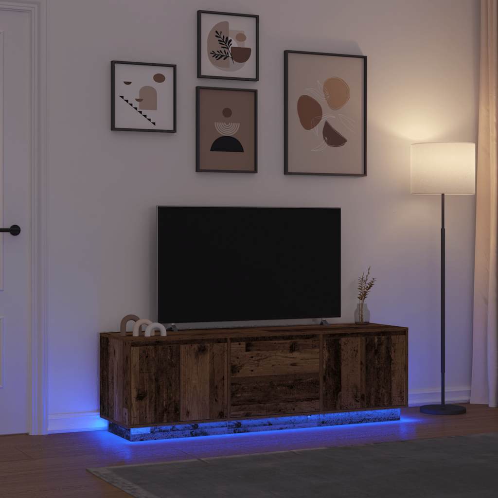 Meuble TV avec LED Intégré Couleur Chêne Noir - 188,5 cm-Mon Meuble TV-Vieux bois-160.5 cm-17
