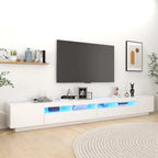 Meuble TV avec Lumière LED Effet Chêne - 300 cm-Mon Meuble TV-Blanc-15