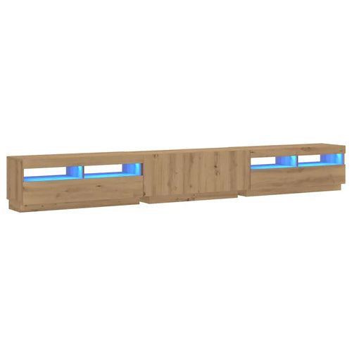 Meuble TV avec Lumière LED Effet Chêne - 300 cm-Mon Meuble TV-Chêne artisanal-1