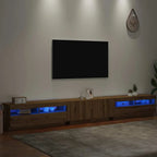 Meuble TV avec Lumière LED Effet Chêne - 300 cm-Mon Meuble TV-Chêne artisanal-2