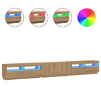 Meuble TV avec Lumière LED Effet Chêne - 300 cm-Mon Meuble TV-Chêne artisanal-3