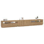 Meuble TV avec Lumière LED Effet Chêne - 300 cm-Mon Meuble TV-Chêne artisanal-4