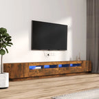 Meuble TV avec Lumière LED Effet Chêne - 300 cm-Mon Meuble TV-Chêne fumé-13