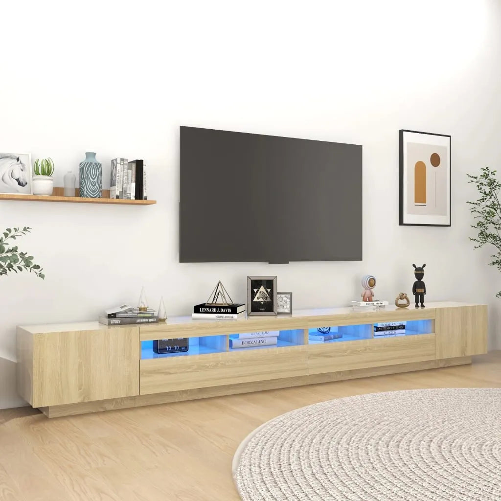 Meuble TV avec Lumière LED Effet Chêne - 300 cm-Mon Meuble TV-Chêne sonoma-17
