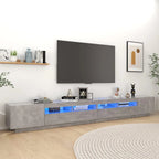 Meuble TV avec Lumière LED Effet Chêne - 300 cm-Mon Meuble TV-Gris béton-18