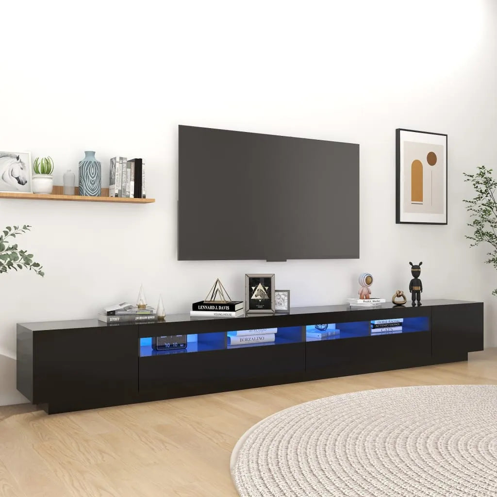 Meuble TV avec Lumière LED Effet Chêne - 300 cm-Mon Meuble TV-Noir-16