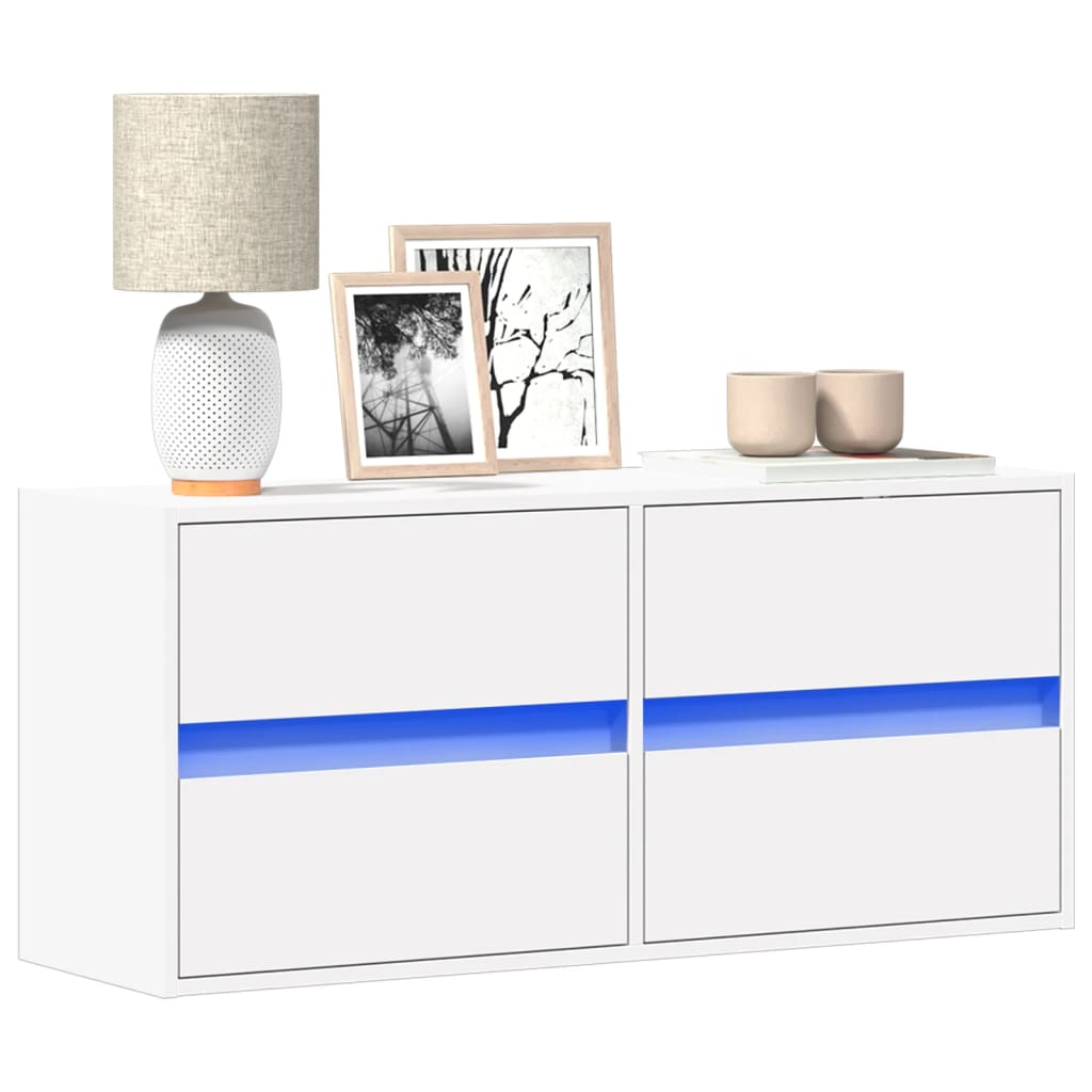 Meuble TV avec Lumière LED Effet Chêne Fumé - 41 cm-Mon Meuble TV-Blanc-100 cm-1-22