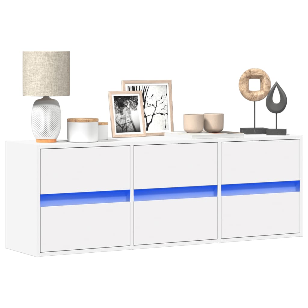 Meuble TV avec Lumière LED Effet Chêne Fumé - 41 cm-Mon Meuble TV-Blanc-130 cm-1-28