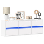 Meuble TV avec Lumière LED Effet Chêne Fumé - 41 cm-Mon Meuble TV-Blanc-130 cm-1-28