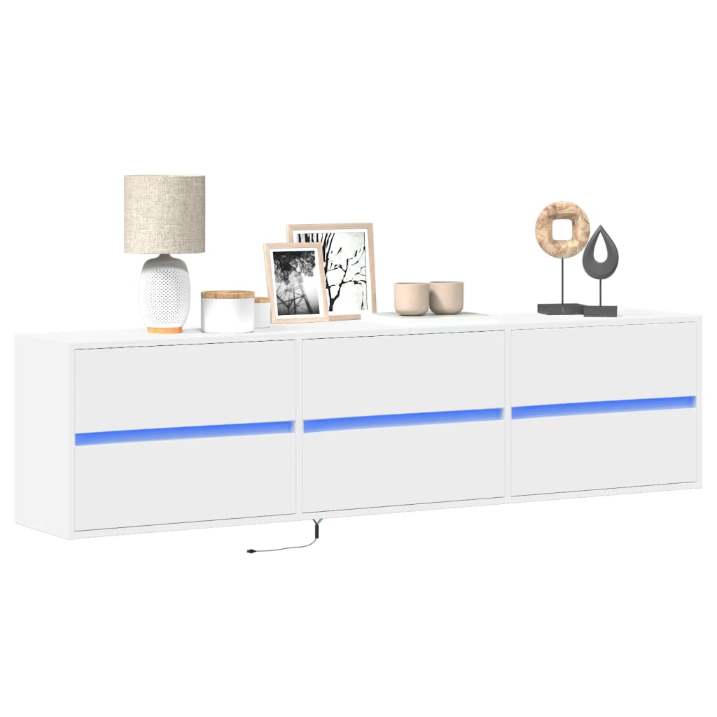 Meuble TV avec Lumière LED Effet Chêne Fumé - 41 cm-Mon Meuble TV-Blanc-180 cm-1-17