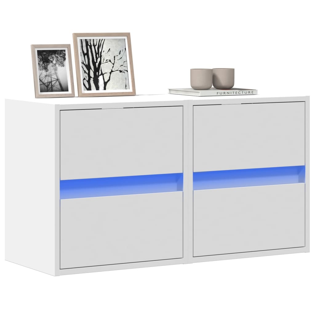 Meuble TV avec Lumière LED Effet Chêne Fumé - 41 cm-Mon Meuble TV-Blanc-41 cm-2-44