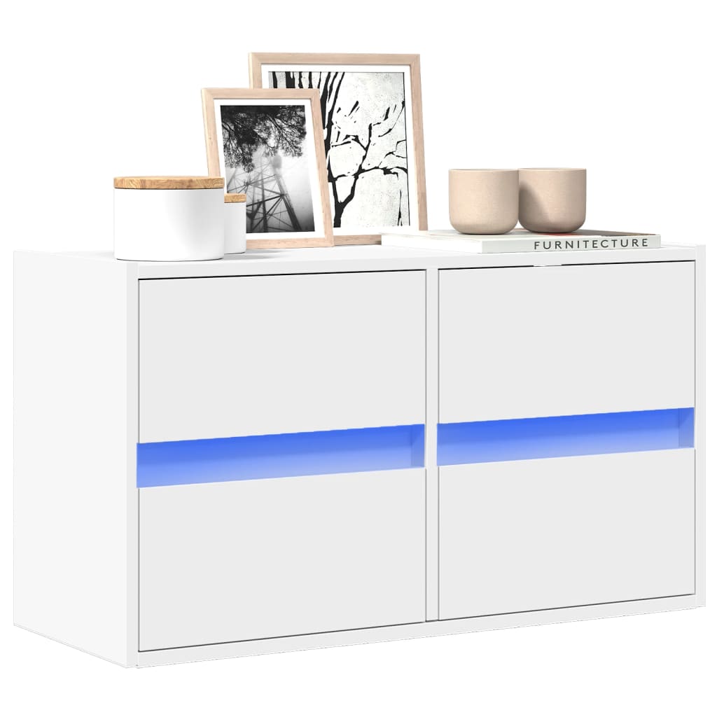Meuble TV avec Lumière LED Effet Chêne Fumé - 41 cm-Mon Meuble TV-Blanc-80 cm-1-36