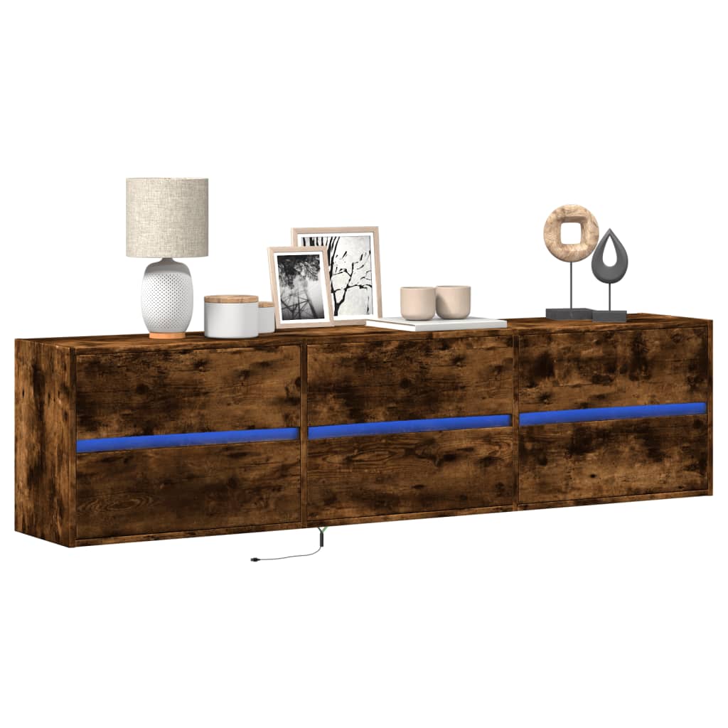 Meuble TV avec Lumière LED Effet Chêne Fumé - 41 cm-Mon Meuble TV-Chêne fumé-180 cm-1-15