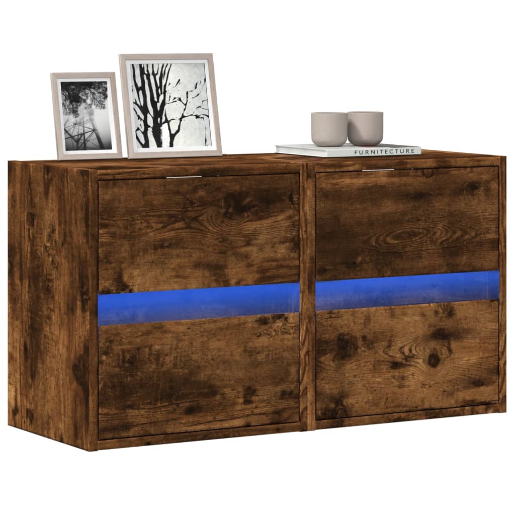 Meuble TV avec Lumière LED Effet Chêne Fumé - 41 cm-Mon Meuble TV-Chêne fumé-41 cm-2-46