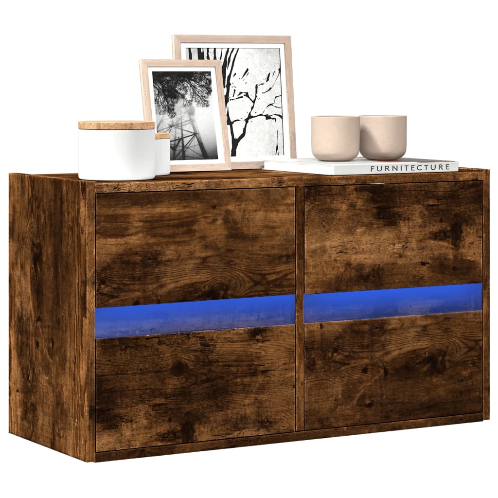 Meuble TV avec Lumière LED Effet Chêne Fumé - 41 cm-Mon Meuble TV-Chêne fumé-80 cm-1-39