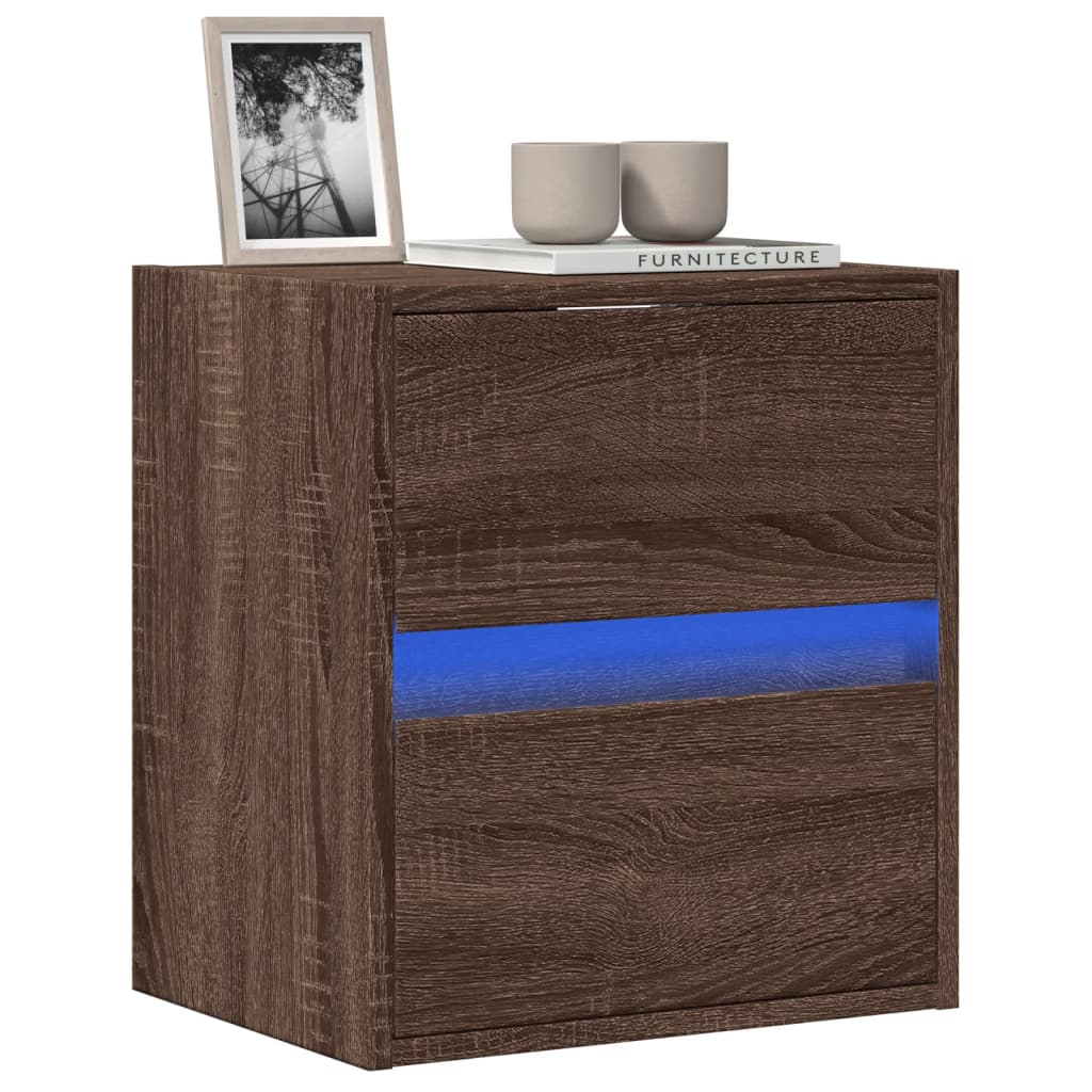 Meuble TV avec Lumière LED Effet Chêne Fumé - 41 cm-Mon Meuble TV-Chêne marron-41 cm-1-32