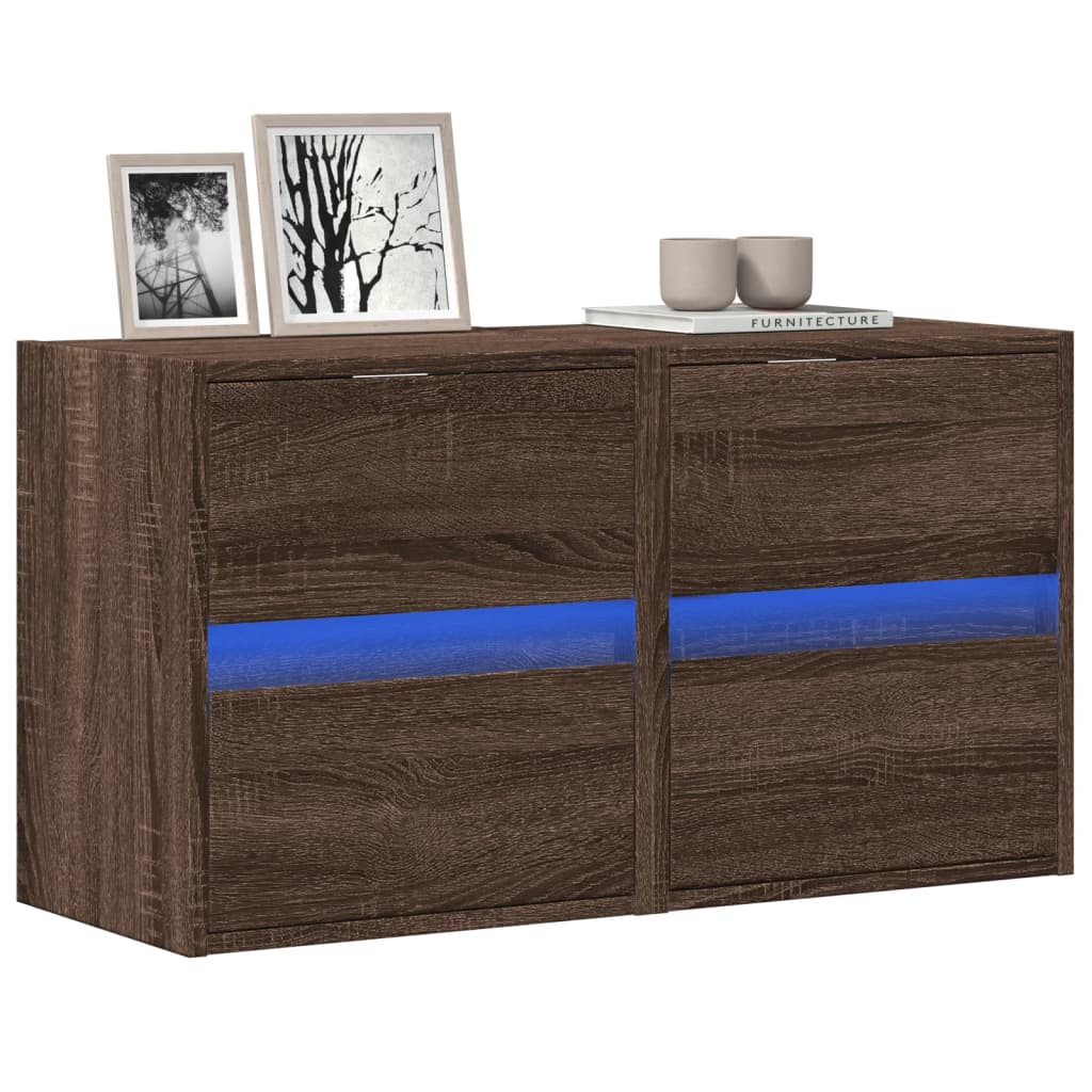 Meuble TV avec Lumière LED Effet Chêne Fumé - 41 cm-Mon Meuble TV-Chêne marron-41 cm-2-49