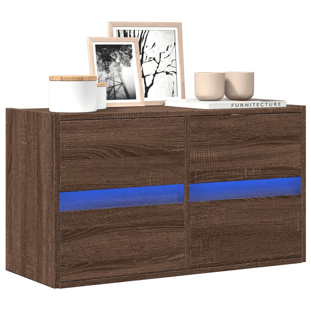 Meuble TV avec Lumière LED Effet Chêne Fumé - 41 cm-Mon Meuble TV-Chêne marron-80 cm-1-37