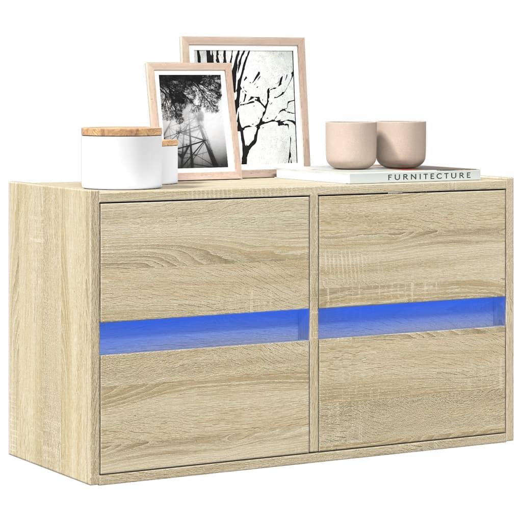 Meuble TV avec Lumière LED Effet Chêne Fumé - 41 cm-Mon Meuble TV-Chêne sonoma-80 cm-1-38