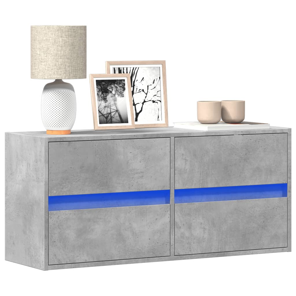 Meuble TV avec Lumière LED Effet Chêne Fumé - 41 cm-Mon Meuble TV-Gris béton-100 cm-1-19