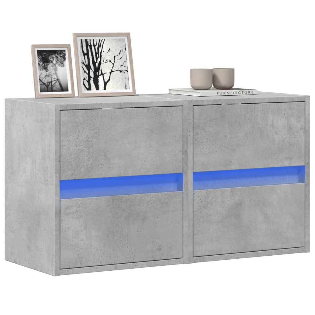 Meuble TV avec Lumière LED Effet Chêne Fumé - 41 cm-Mon Meuble TV-Gris béton-41 cm-2-45