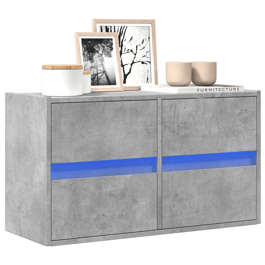 Meuble TV avec Lumière LED Effet Chêne Fumé - 41 cm-Mon Meuble TV-Gris béton-80 cm-1-42