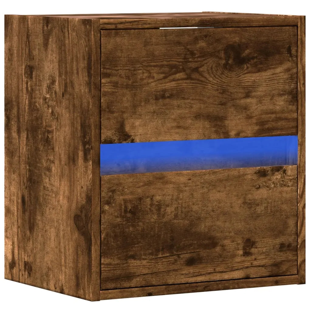 Meuble TV avec Lumière LED Effet Chêne Fumé - 41 cm-Mon Meuble TV-Noir-100 cm-1-3