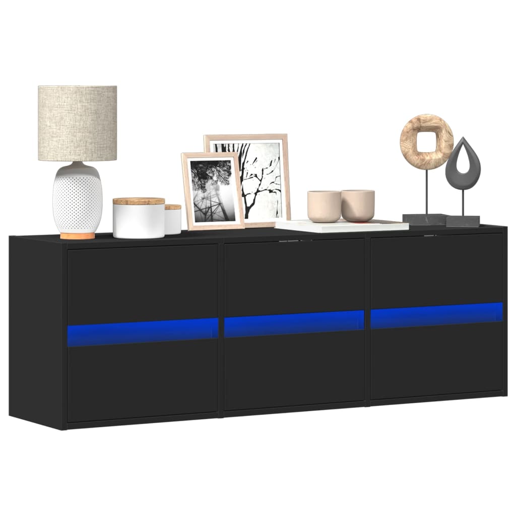 Meuble TV avec Lumière LED Effet Chêne Fumé - 41 cm-Mon Meuble TV-Noir-130 cm-1-25