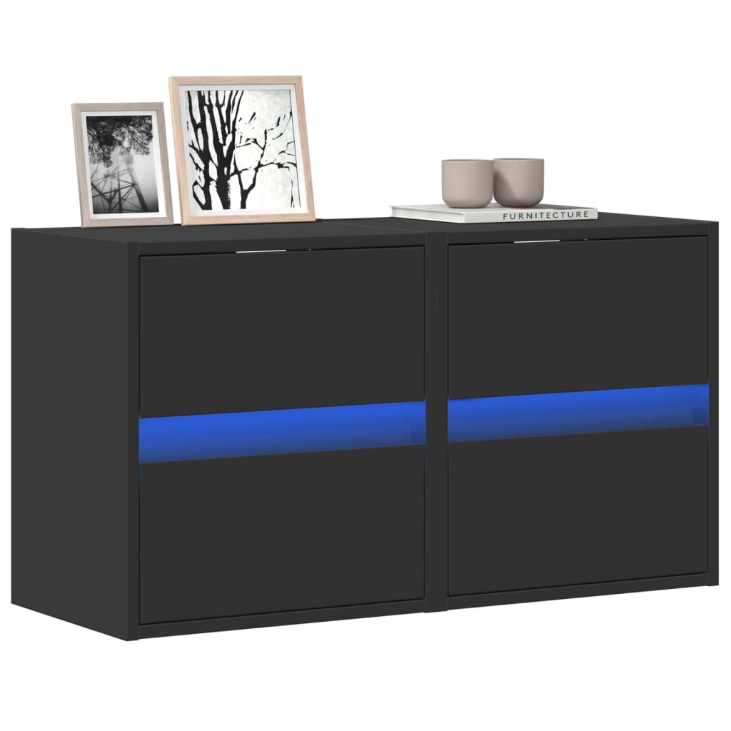 Meuble TV avec Lumière LED Effet Chêne Fumé - 41 cm-Mon Meuble TV-Noir-41 cm-2-43
