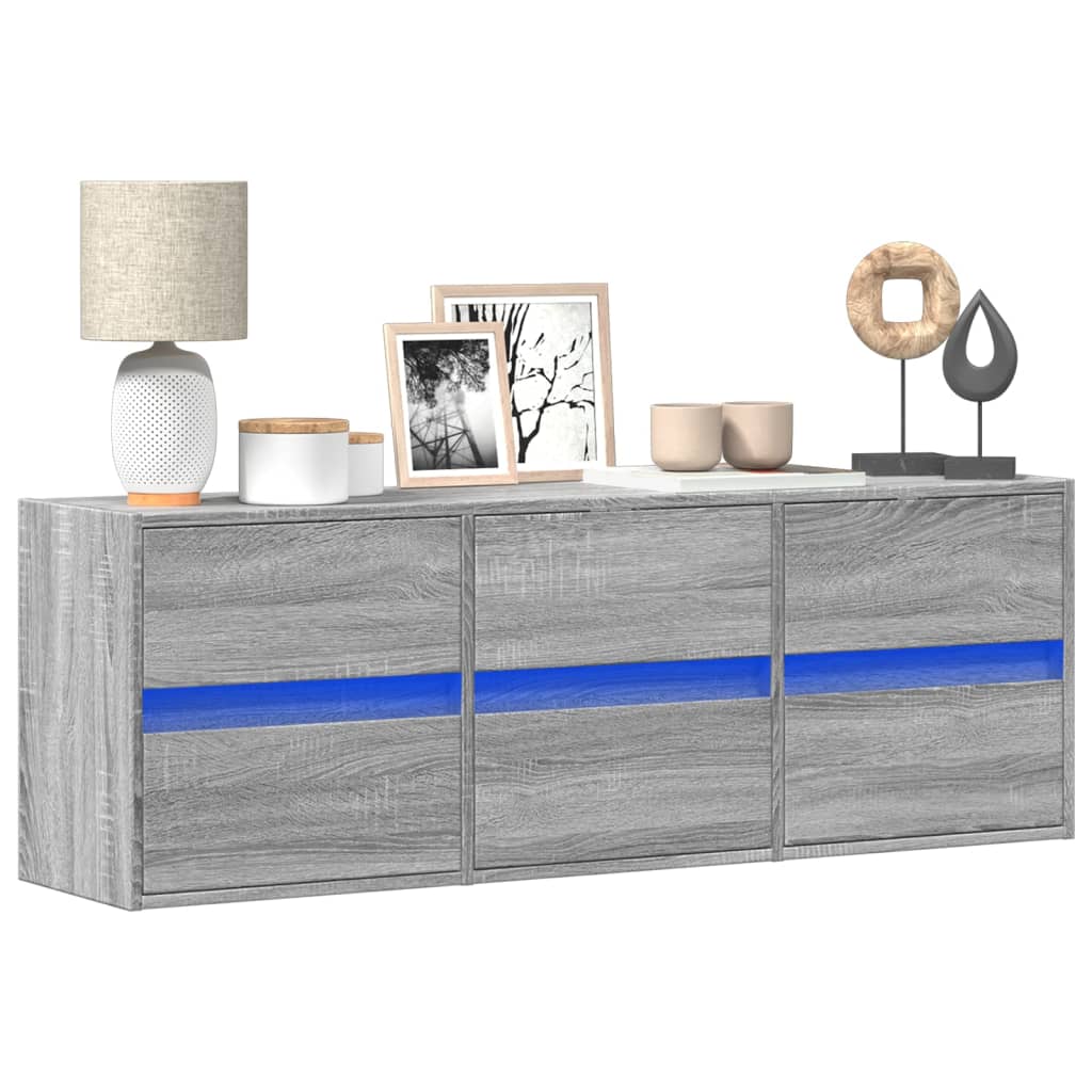 Meuble TV avec Lumière LED Effet Chêne Fumé - 41 cm-Mon Meuble TV-Sonoma gris-130 cm-1-26