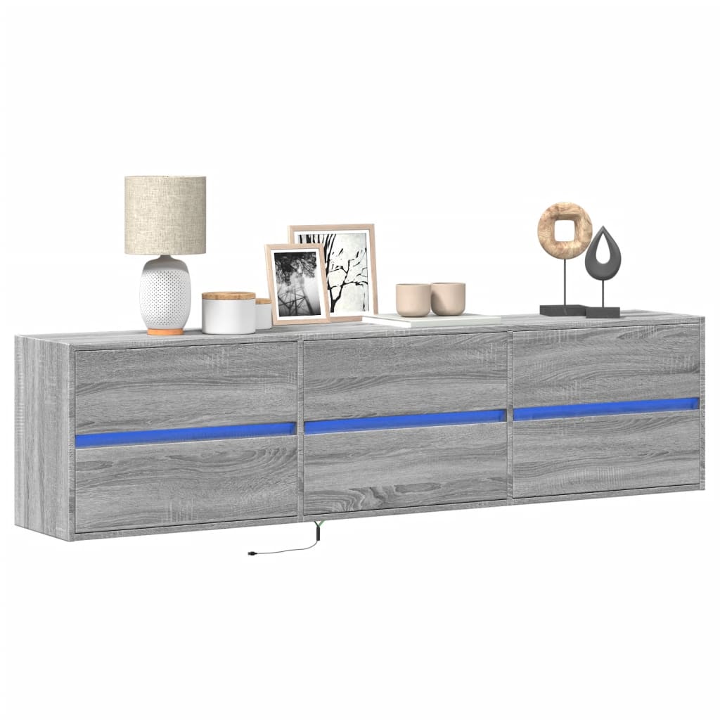 Meuble TV avec Lumière LED Effet Chêne Fumé - 41 cm-Mon Meuble TV-Sonoma gris-180 cm-1-16