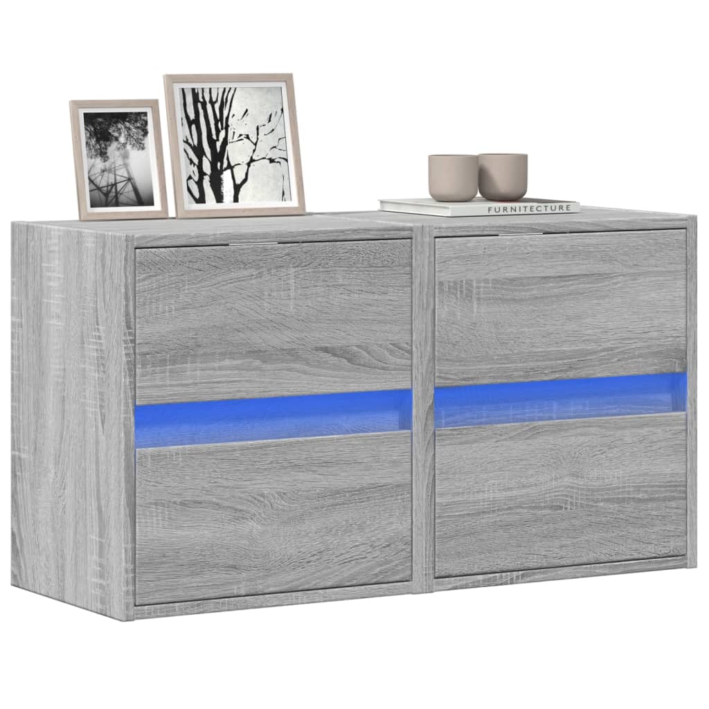 Meuble TV avec Lumière LED Effet Chêne Fumé - 41 cm-Mon Meuble TV-Sonoma gris-41 cm-2-47