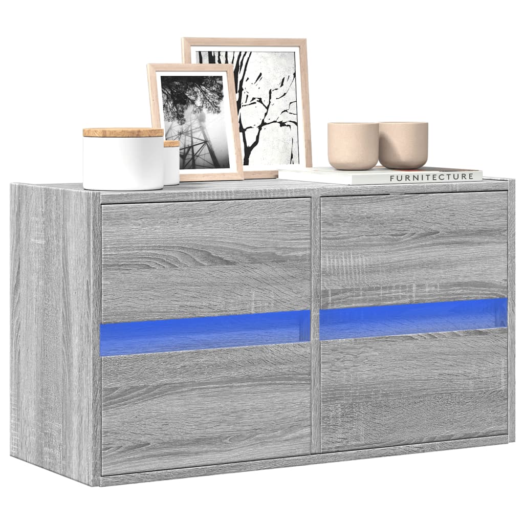 Meuble TV avec Lumière LED Effet Chêne Fumé - 41 cm-Mon Meuble TV-Sonoma gris-80 cm-1-40