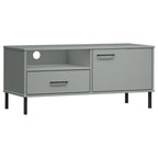 Meuble TV avec Pieds en Métal en Pin Massif - 106 cm-Mon Meuble TV-Gris-1