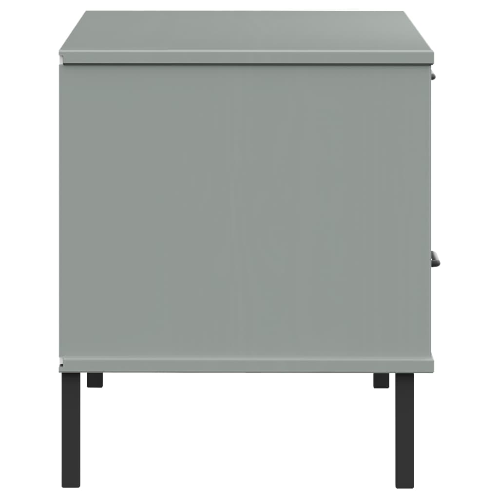 Meuble TV avec Pieds en Métal en Pin Massif - 106 cm-Mon Meuble TV-Gris-6