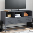 Meuble TV Bas avec Rangement en Acier Anthracite - 100,5 cm-Mon Meuble TV-Anthracite-1-1