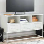 Meuble TV Bas avec Rangement en Acier Anthracite - 100,5 cm-Mon Meuble TV-Blanc-1-14