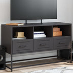 Meuble TV Bas avec Rangement en Acier Anthracite - 100,5 cm-Mon Meuble TV-Noir-1-15