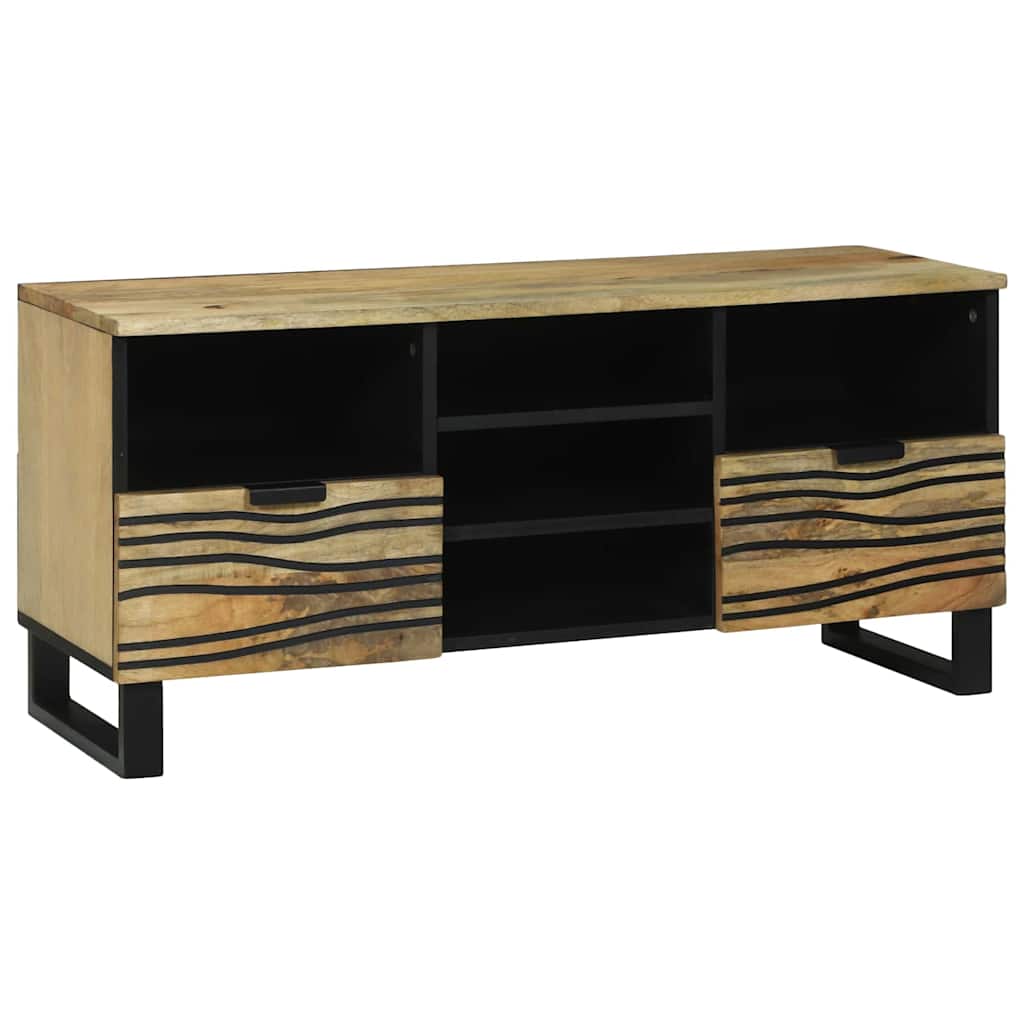 Meuble TV Bas Bois Foncé Finition Noyer - 100 cm-Mon Meuble TV-Naturel-13