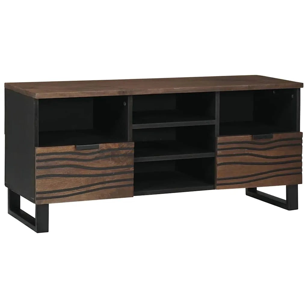 Meuble TV Bas Bois Foncé Finition Noyer - 100 cm-Mon Meuble TV-Noyer-1