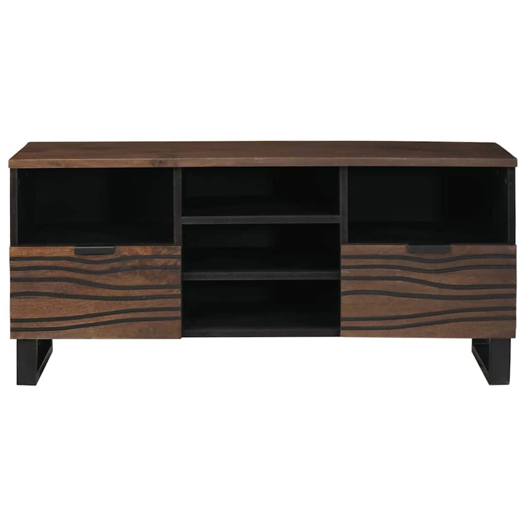 Meuble TV Bas Bois Foncé Finition Noyer - 100 cm-Mon Meuble TV-Noyer-3