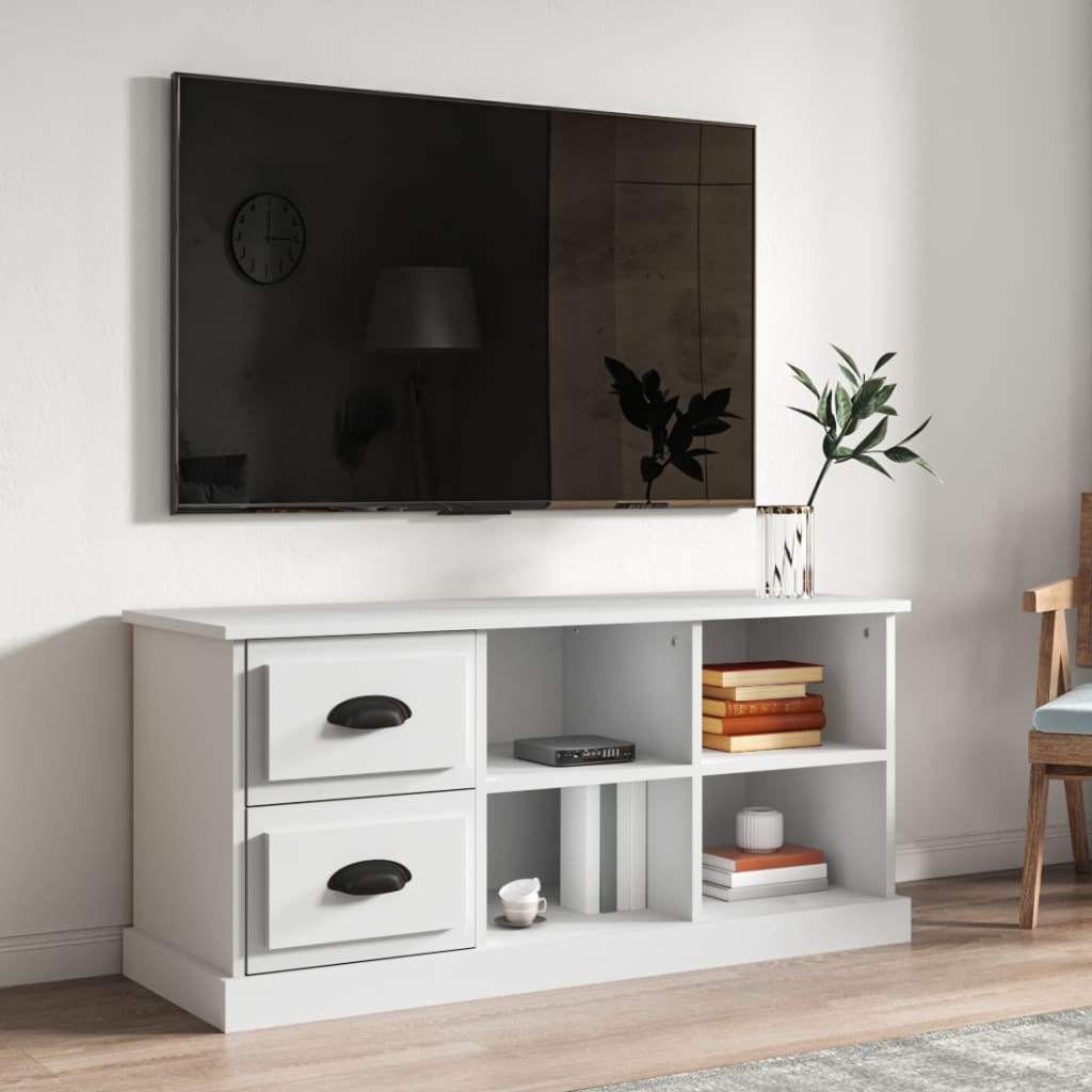 Meuble TV Bas Design Effet Chêne Sonoma - 102 cm-Mon Meuble TV-Blanc-102 cm-1-13